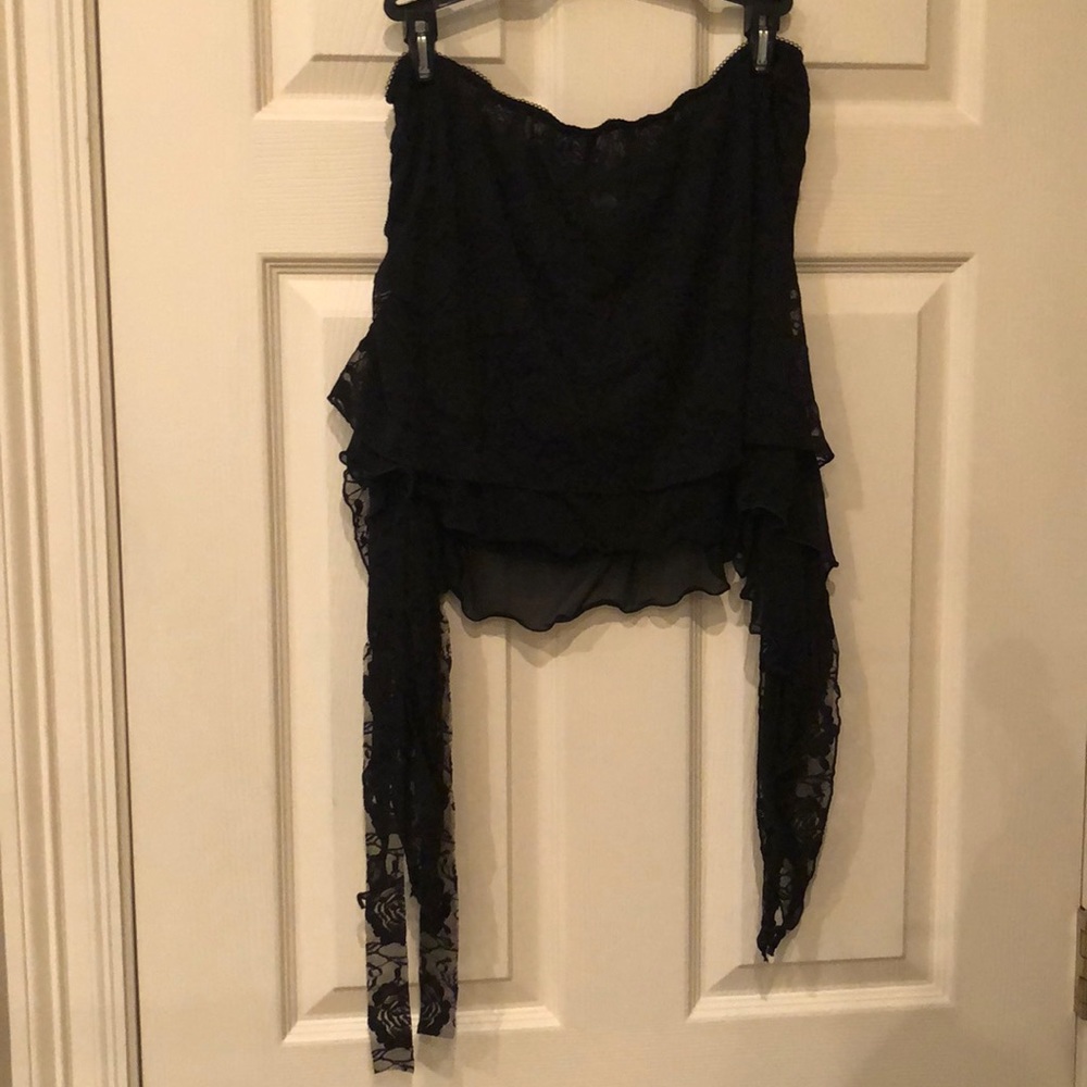 Black lace off the shoulder blouse